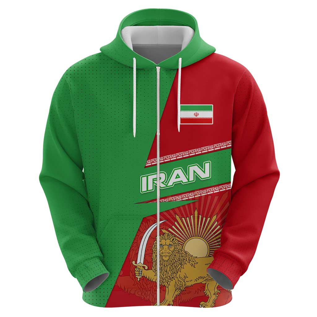 Iran National Heritage Hoodie with Lion and Sun Emblem and Royal Coat of Arms