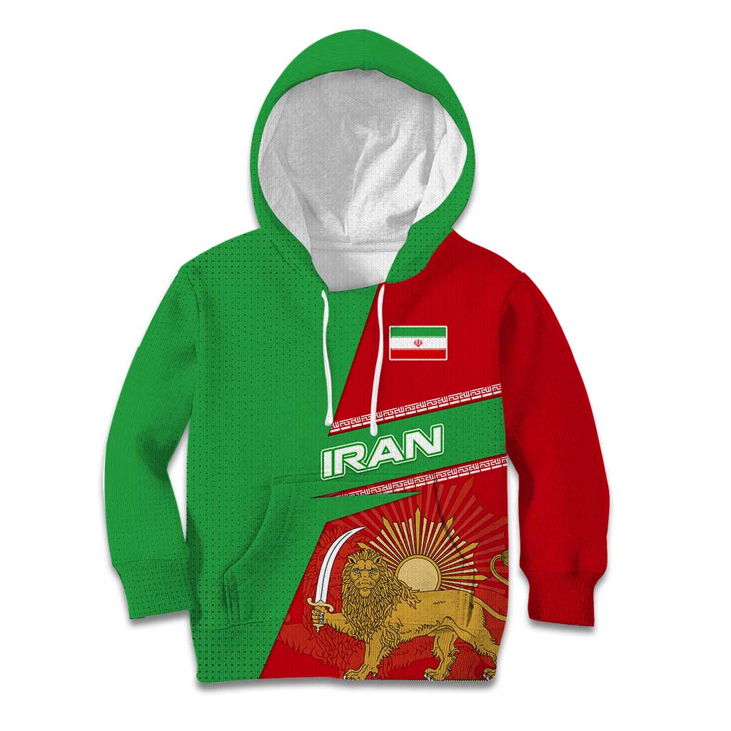 Iran National Heritage Kid Hoodie with Lion and Sun Emblem and Royal Coat of Arms