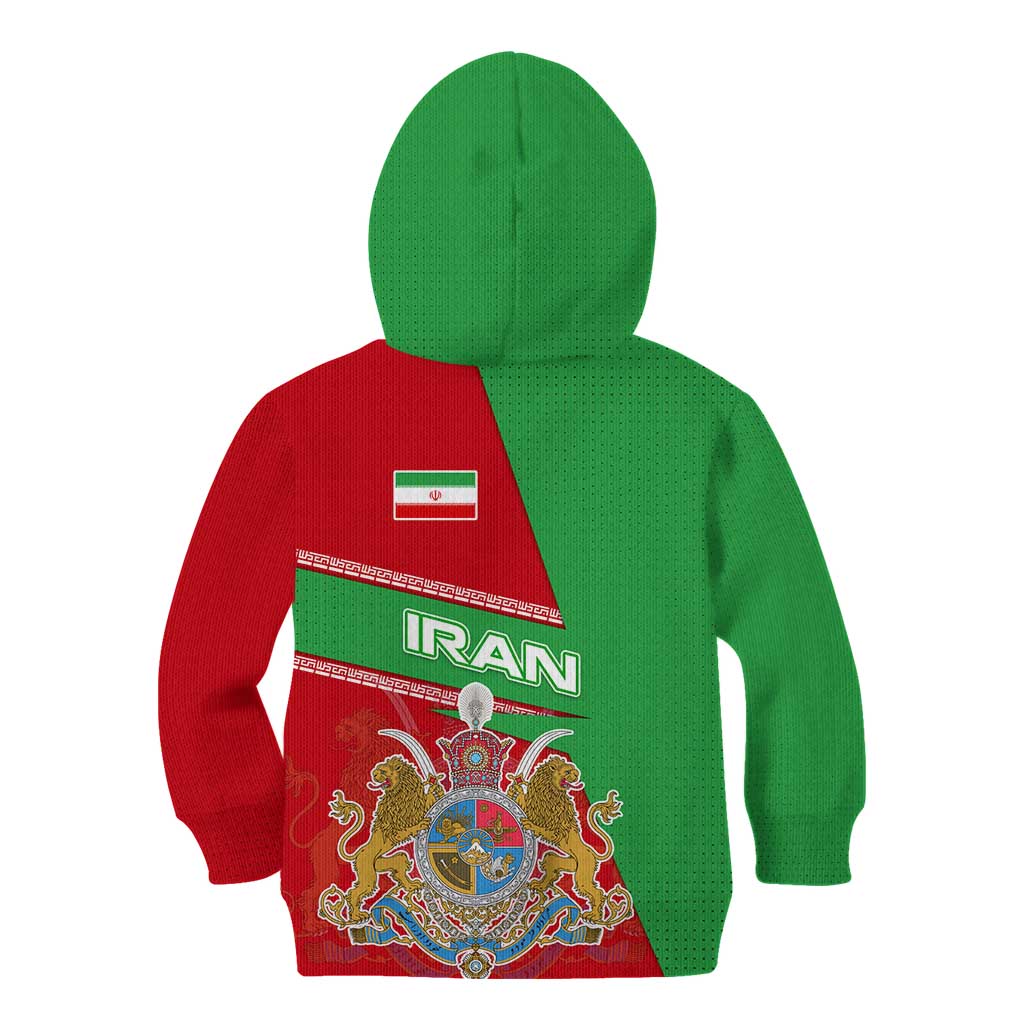 Iran National Heritage Kid Hoodie with Lion and Sun Emblem and Royal Coat of Arms