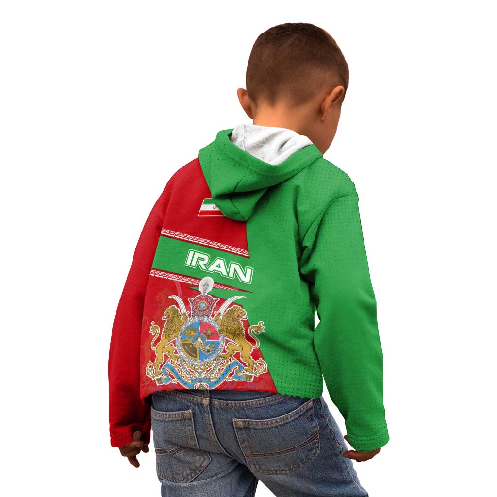 Iran National Heritage Kid Hoodie with Lion and Sun Emblem and Royal Coat of Arms