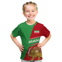Iran National Heritage Kid T Shirt with Lion and Sun Emblem and Royal Coat of Arms
