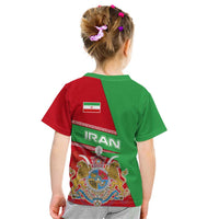 Iran National Heritage Kid T Shirt with Lion and Sun Emblem and Royal Coat of Arms