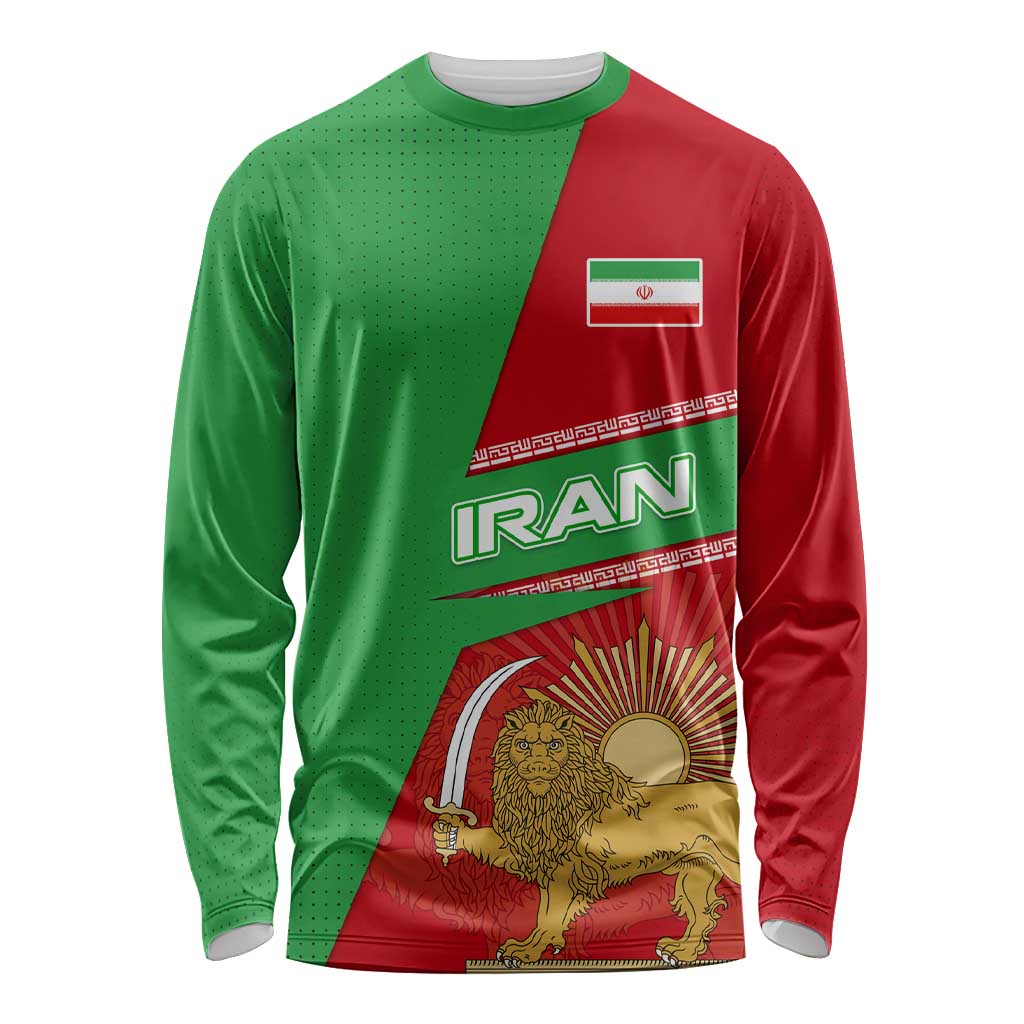 Iran National Heritage Long Sleeve Shirt with Lion and Sun Emblem and Royal Coat of Arms
