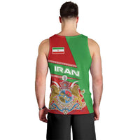Iran National Heritage Men Tank Top with Lion and Sun Emblem and Royal Coat of Arms