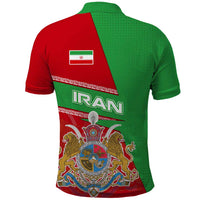 Iran National Heritage Polo Shirt with Lion and Sun Emblem and Royal Coat of Arms