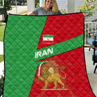 Iran National Heritage Quilt with Lion and Sun Emblem and Royal Coat of Arms