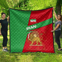 Iran National Heritage Quilt with Lion and Sun Emblem and Royal Coat of Arms