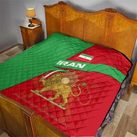 Iran National Heritage Quilt with Lion and Sun Emblem and Royal Coat of Arms