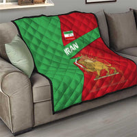 Iran National Heritage Quilt with Lion and Sun Emblem and Royal Coat of Arms