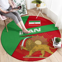 Iran National Heritage Round Carpet with Lion and Sun Emblem and Royal Coat of Arms