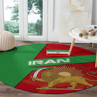 Iran National Heritage Round Carpet with Lion and Sun Emblem and Royal Coat of Arms