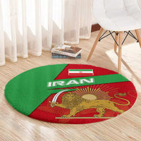 Iran National Heritage Round Carpet with Lion and Sun Emblem and Royal Coat of Arms