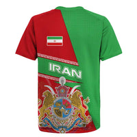 Iran National Heritage Rugby Jersey with Lion and Sun Emblem and Royal Coat of Arms