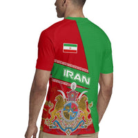 Iran National Heritage Rugby Jersey with Lion and Sun Emblem and Royal Coat of Arms