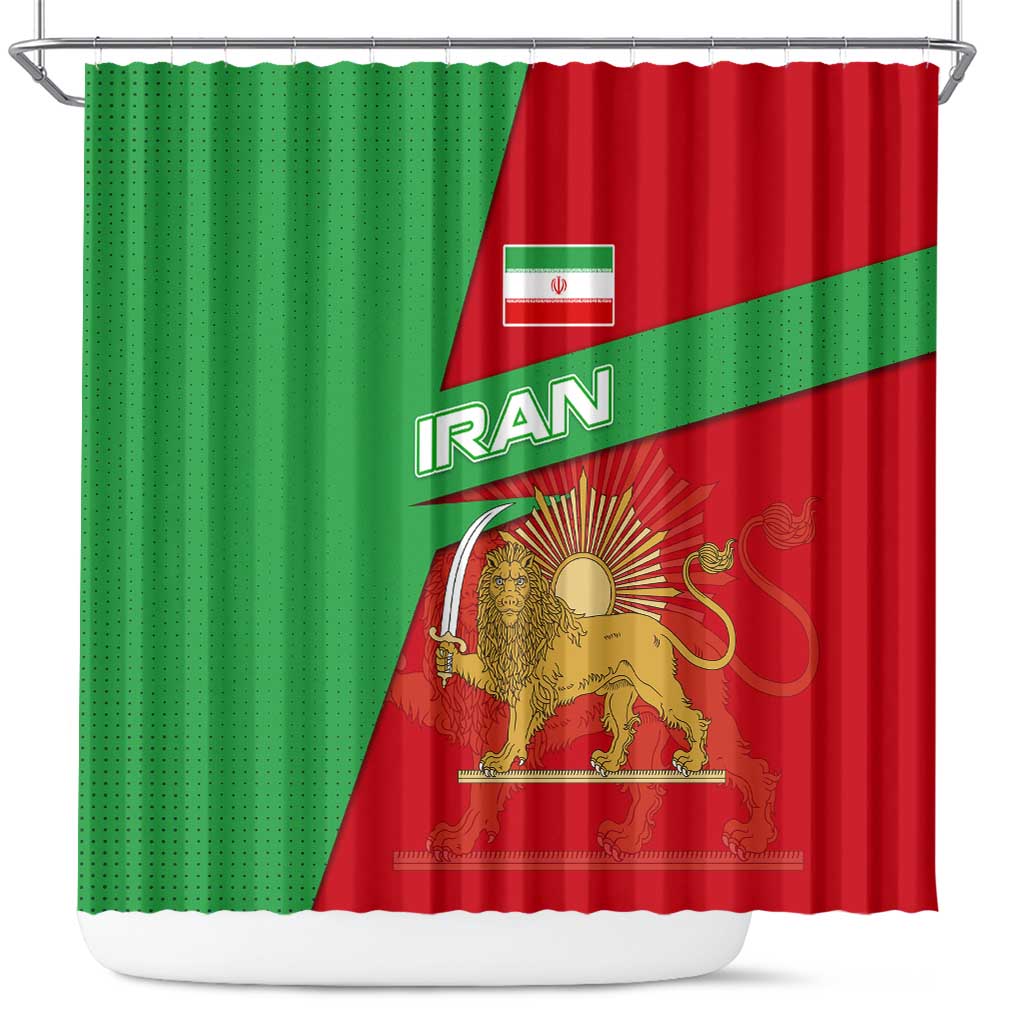 Iran National Heritage Shower Curtain with Lion and Sun Emblem and Royal Coat of Arms