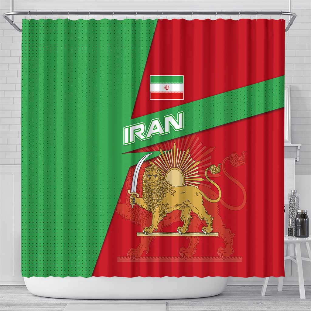 Iran National Heritage Shower Curtain with Lion and Sun Emblem and Royal Coat of Arms