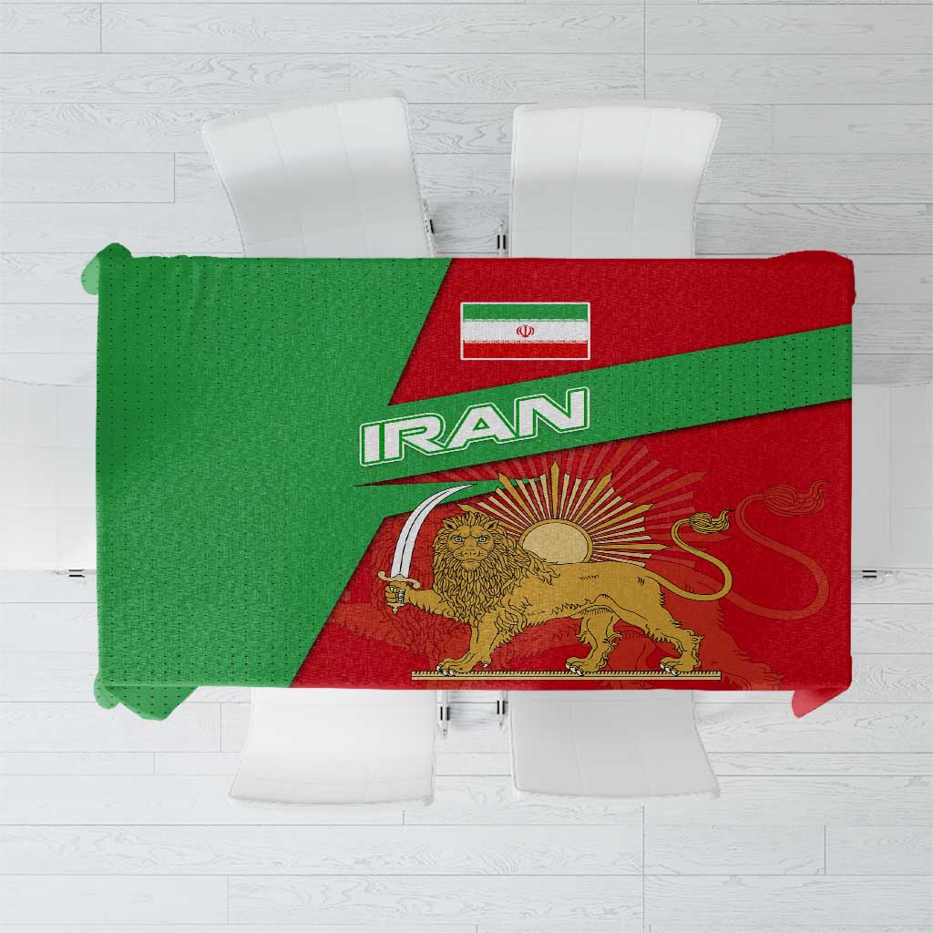 Iran National Heritage Tablecloth with Lion and Sun Emblem and Royal Coat of Arms