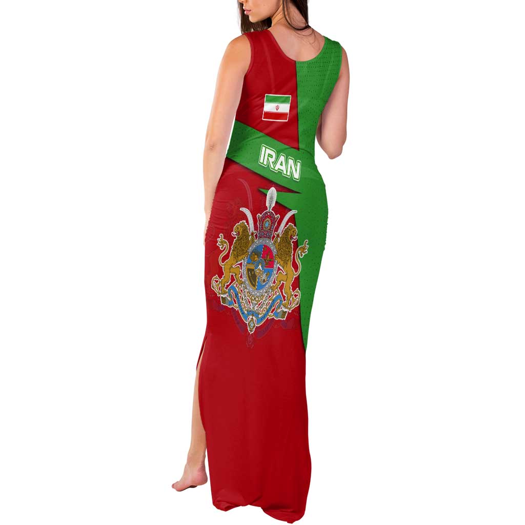 Iran National Heritage Tank Maxi Dress with Lion and Sun Emblem and Royal Coat of Arms