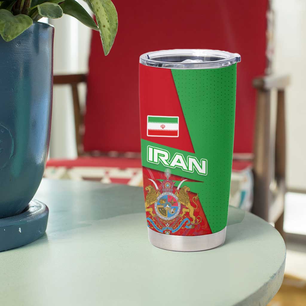 Iran National Heritage Tumbler Cup with Lion and Sun Emblem and Royal Coat of Arms