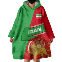 Iran National Heritage Wearable Blanket Hoodie with Lion and Sun Emblem and Royal Coat of Arms