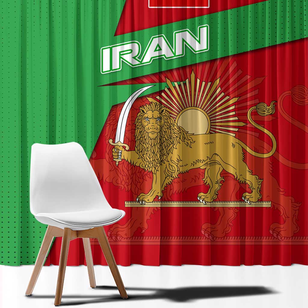 Iran National Heritage Window Curtain with Lion and Sun Emblem and Royal Coat of Arms