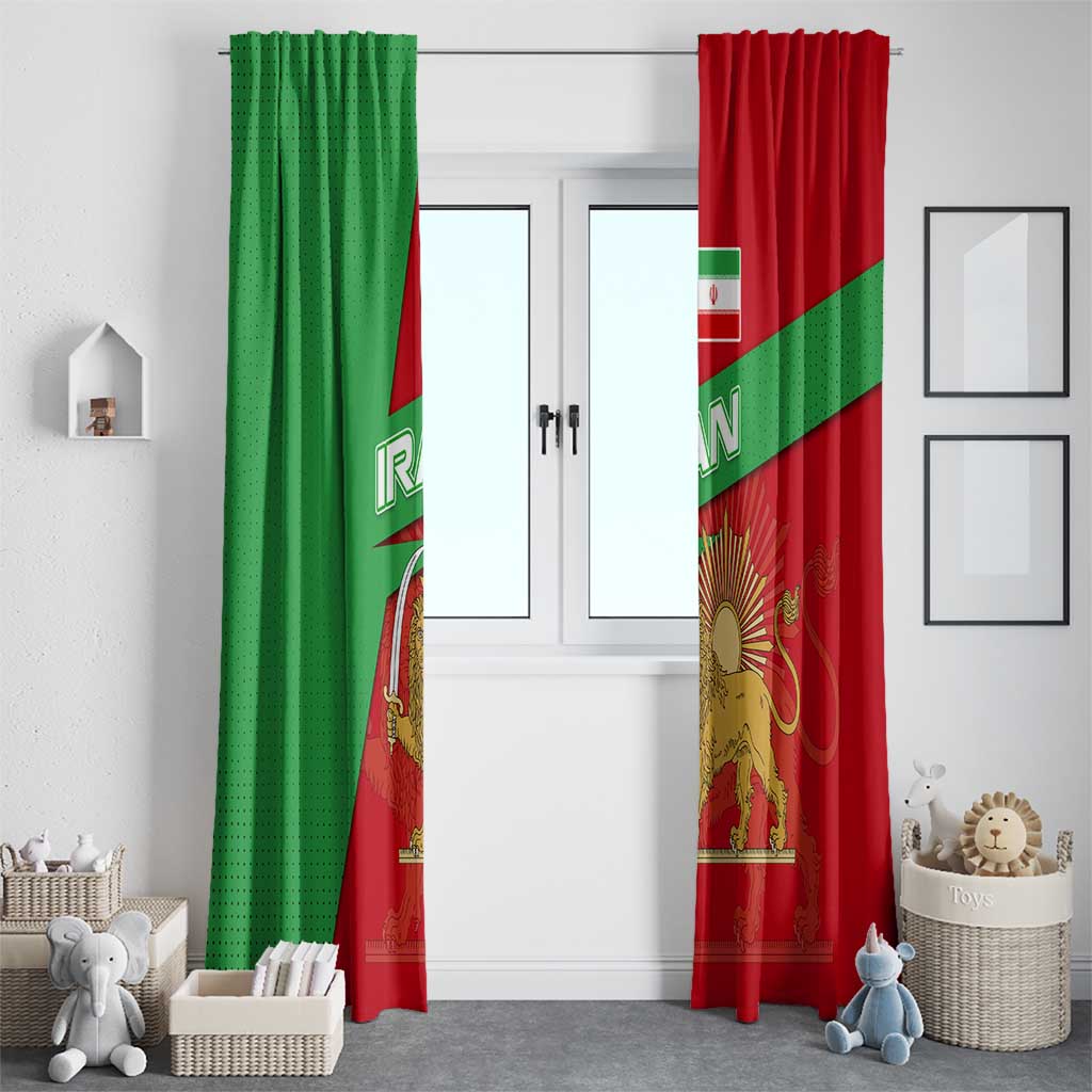 Iran National Heritage Window Curtain with Lion and Sun Emblem and Royal Coat of Arms
