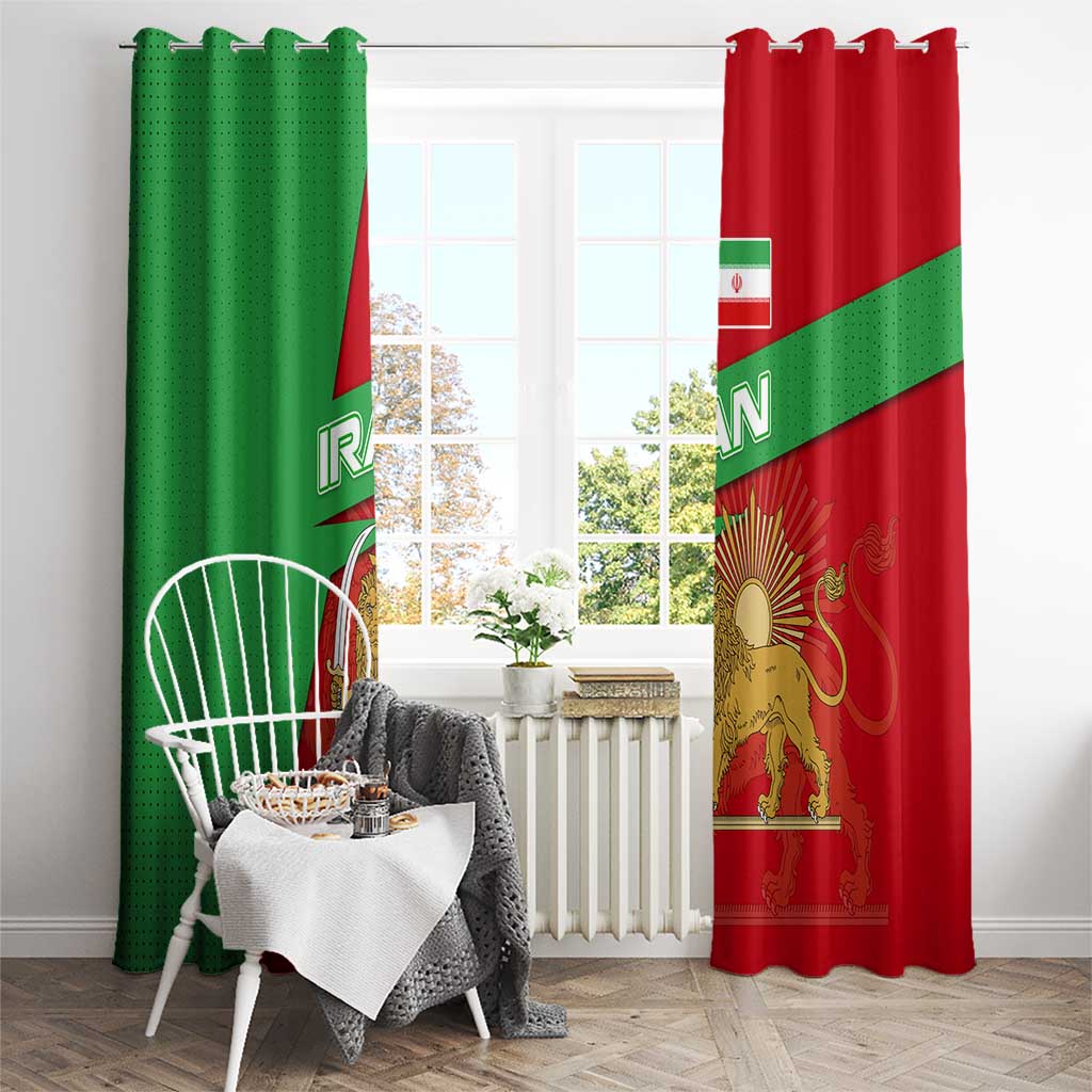 Iran National Heritage Window Curtain with Lion and Sun Emblem and Royal Coat of Arms