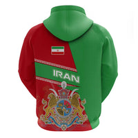 Iran National Heritage Zip Hoodie with Lion and Sun Emblem and Royal Coat of Arms