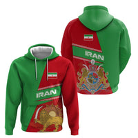 Iran National Heritage Zip Hoodie with Lion and Sun Emblem and Royal Coat of Arms