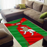 Iran National Pride Area Rug with Bold Lion Crest and Country Silhouette