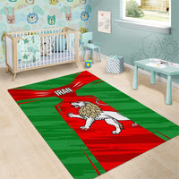 Iran National Pride Area Rug with Bold Lion Crest and Country Silhouette