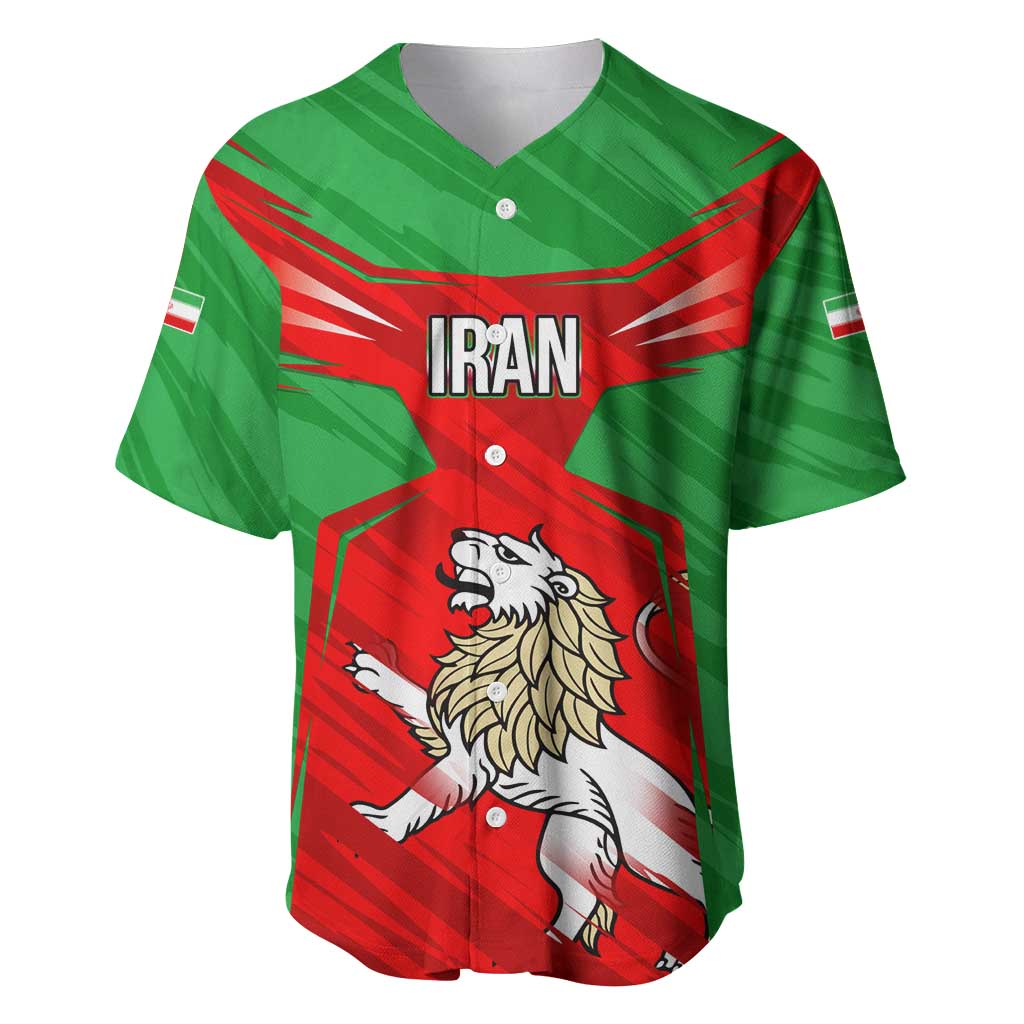 Iran National Pride Baseball Jersey with Bold Lion Crest and Country Silhouette