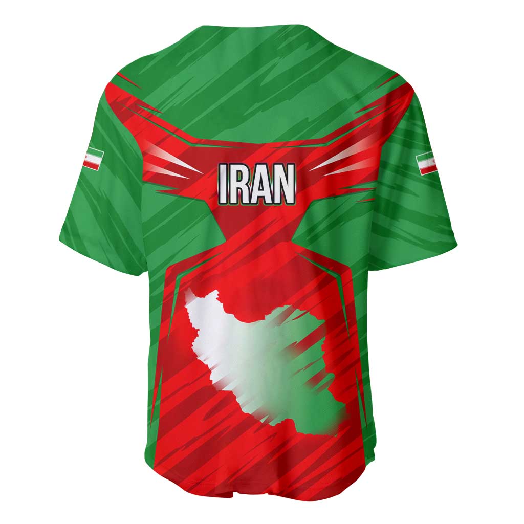Iran National Pride Baseball Jersey with Bold Lion Crest and Country Silhouette