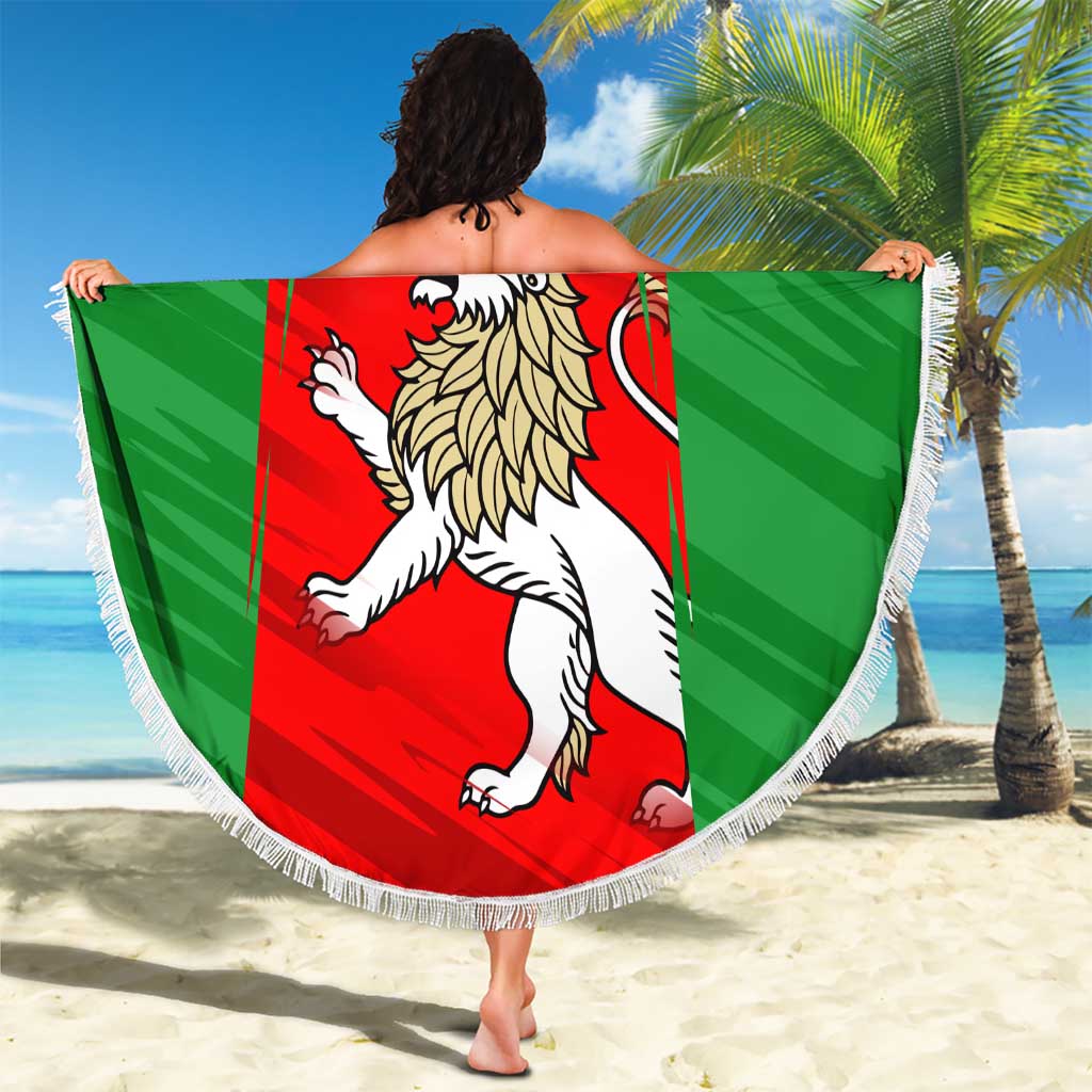 Iran National Pride Beach Blanket with Bold Lion Crest and Country Silhouette