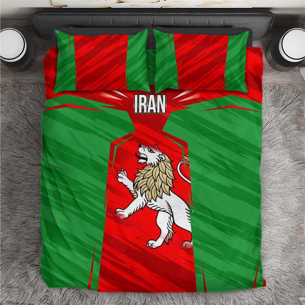 Iran National Pride Bedding Set with Bold Lion Crest and Country Silhouette