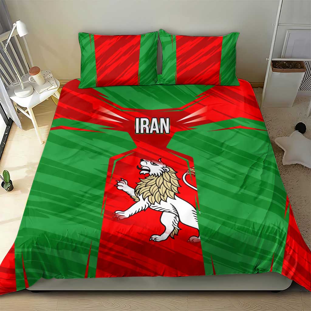 Iran National Pride Bedding Set with Bold Lion Crest and Country Silhouette