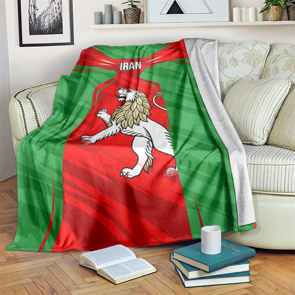 Iran National Pride Blanket with Bold Lion Crest and Country Silhouette
