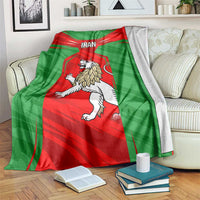 Iran National Pride Blanket with Bold Lion Crest and Country Silhouette