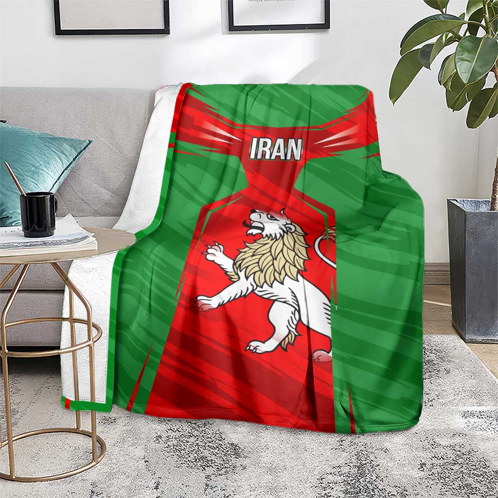 Iran National Pride Blanket with Bold Lion Crest and Country Silhouette