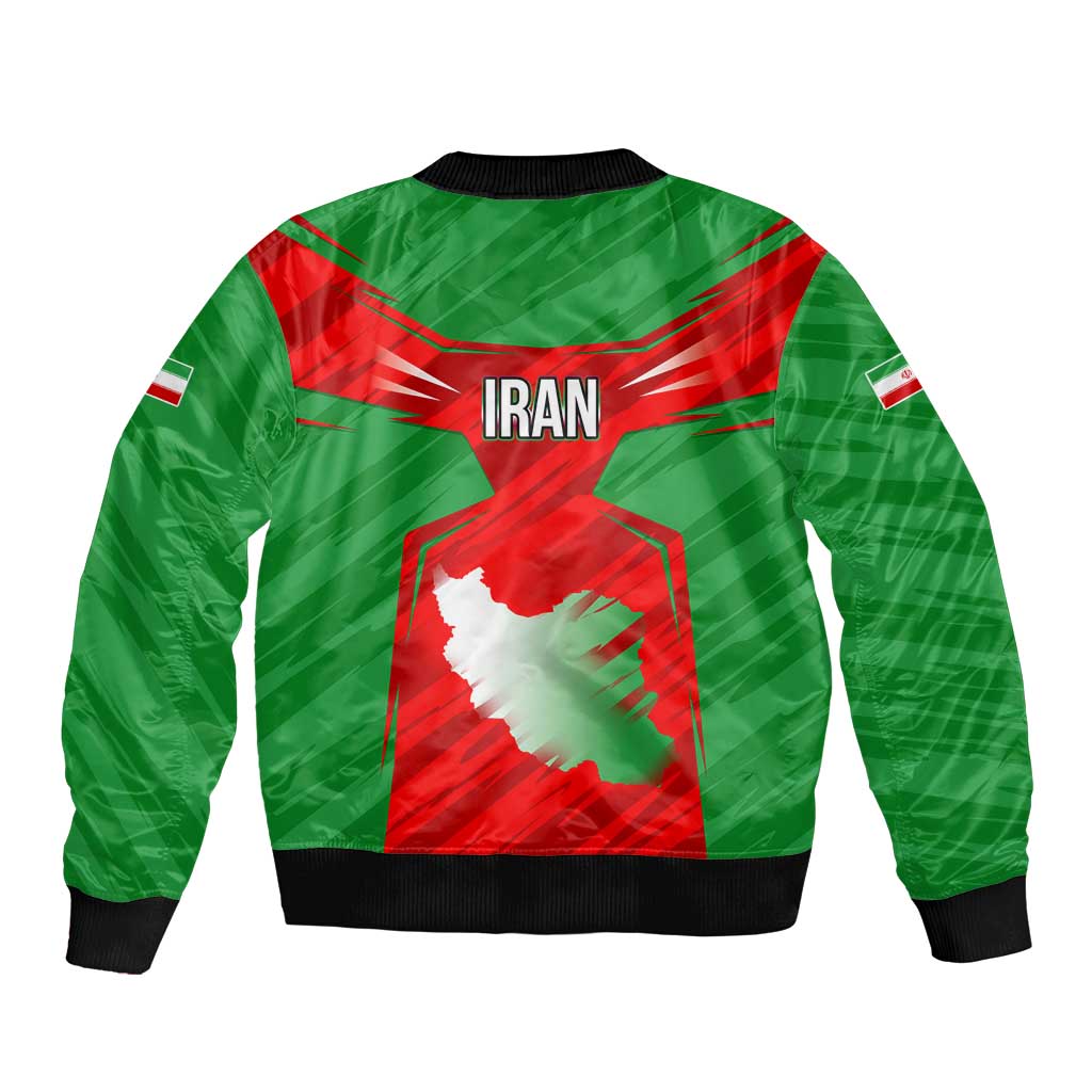 Iran National Pride Bomber Jacket with Bold Lion Crest and Country Silhouette