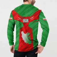 Iran National Pride Button Sweatshirt with Bold Lion Crest and Country Silhouette