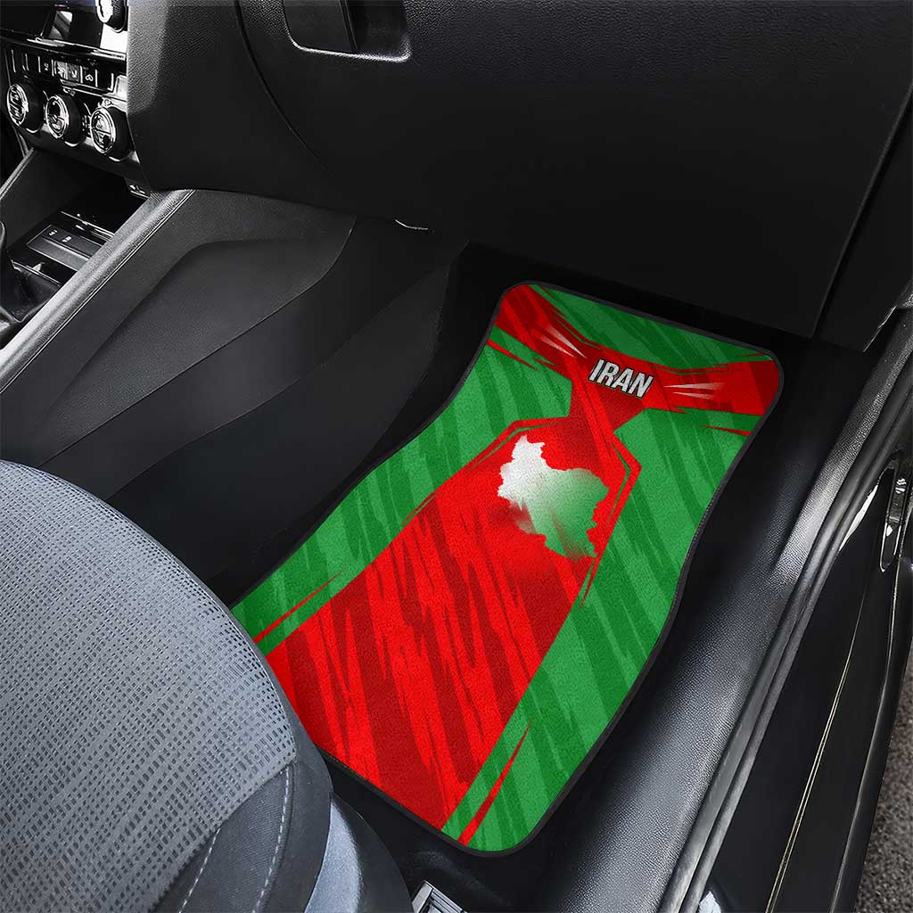 Iran National Pride Car Mats with Bold Lion Crest and Country Silhouette