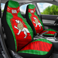 Iran National Pride Car Seat Cover with Bold Lion Crest and Country Silhouette