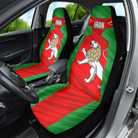 Iran National Pride Car Seat Cover with Bold Lion Crest and Country Silhouette