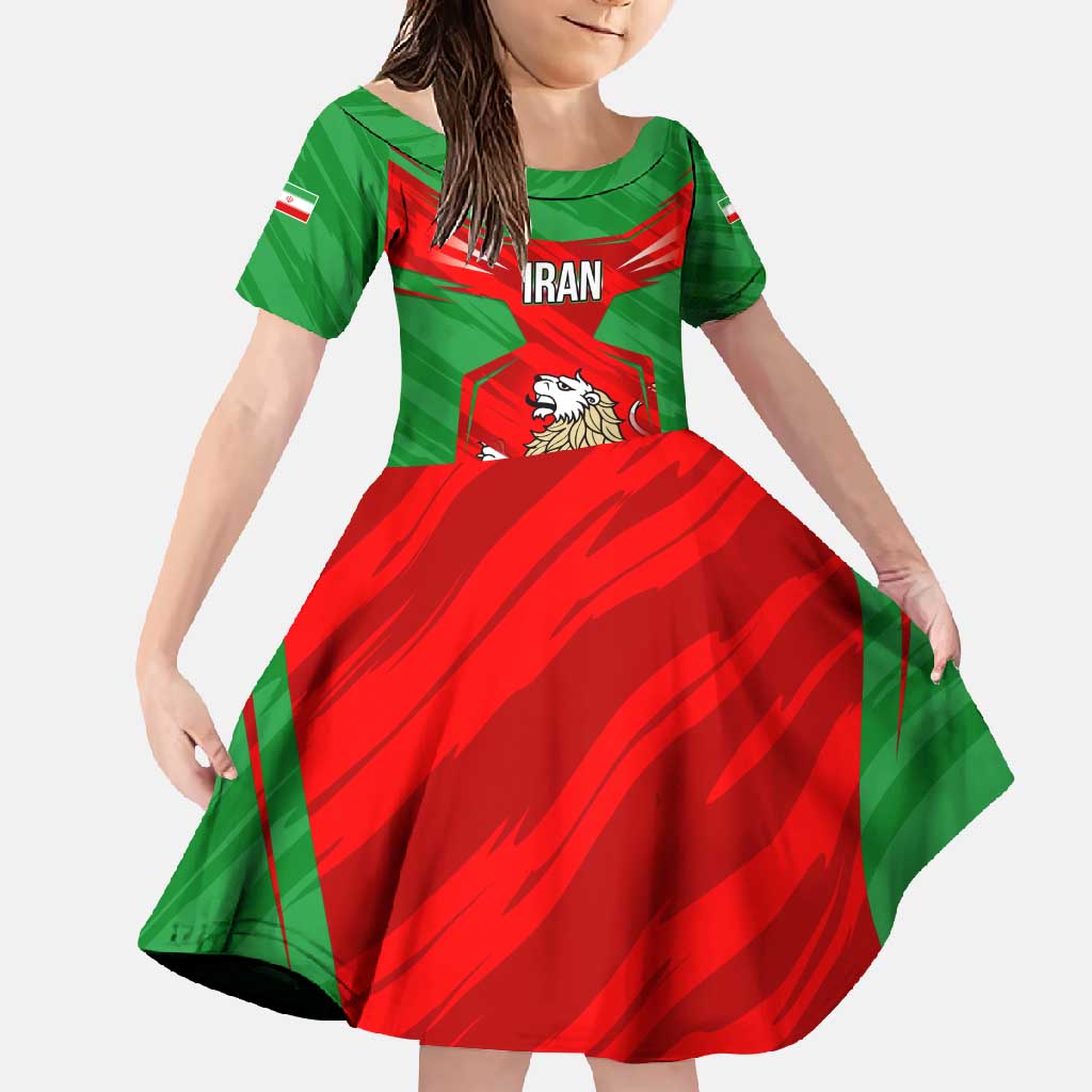 Iran National Pride Family Matching Long Sleeve Bodycon Dress and Hawaiian Shirt with Bold Lion Crest and Country Silhouette