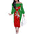 Iran National Pride Family Matching Off The Shoulder Long Sleeve Dress and Hawaiian Shirt with Bold Lion Crest and Country Silhouette