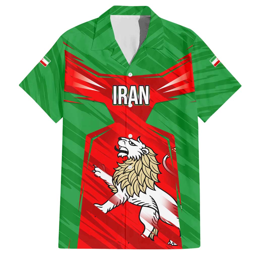 Iran National Pride Family Matching Short Sleeve Bodycon Dress and Hawaiian Shirt with Bold Lion Crest and Country Silhouette