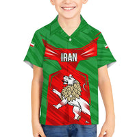 Iran National Pride Family Matching Short Sleeve Bodycon Dress and Hawaiian Shirt with Bold Lion Crest and Country Silhouette