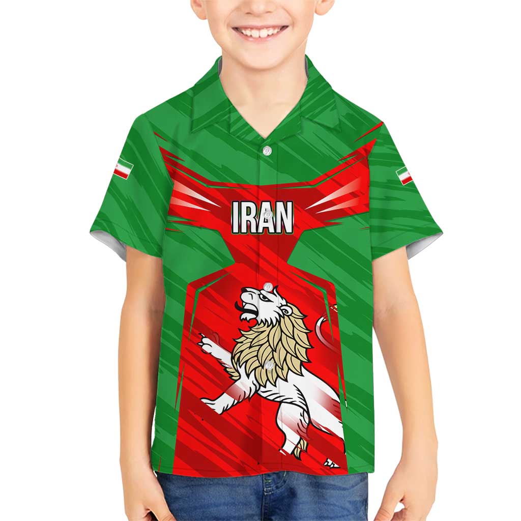 Iran National Pride Family Matching Summer Maxi Dress and Hawaiian Shirt with Bold Lion Crest and Country Silhouette