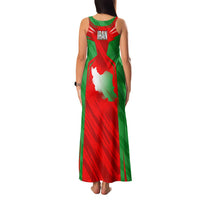 Iran National Pride Family Matching Tank Maxi Dress and Hawaiian Shirt with Bold Lion Crest and Country Silhouette
